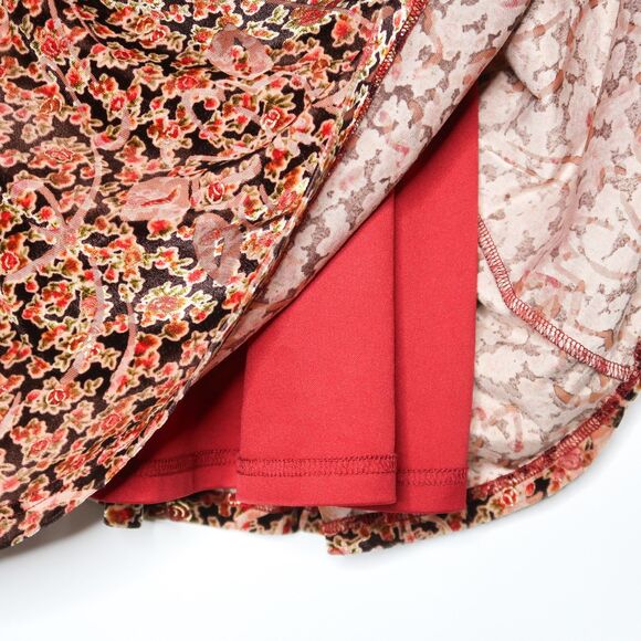 ModCloth Womens Velour Dress Plus Size 4X Red Gold Brown Floral Event Cocktail - Picture 12 of 13